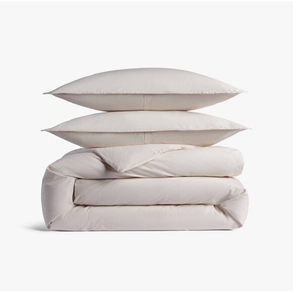 Full/Queen Casual Organic Cotton Duvet Cover & Sham Set - Parchment - Parachute - Picture 1 of 4